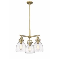 Innovations Lighting - Newton Bell - 3 Light Stem Hung Pendant In Industrial