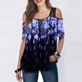 thumbnail image 2 of Pompotops T-Shirt en Dentelle à Manches Courtes Imprimé Floral Mode Femme Décontracté, 2 of 7