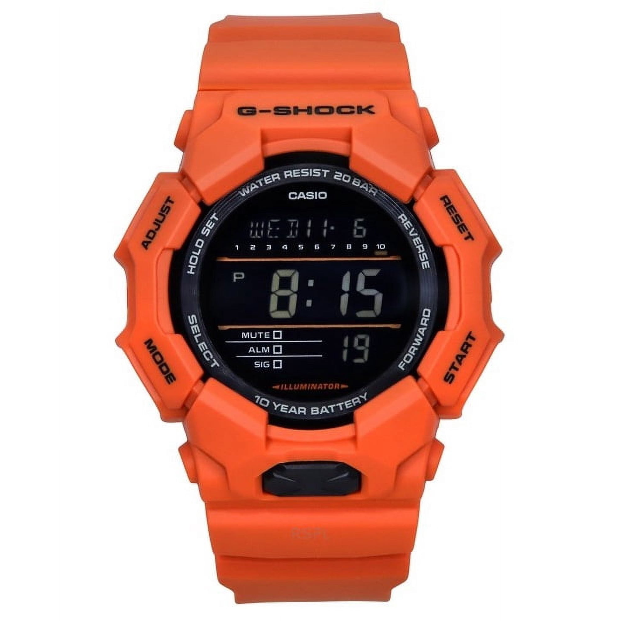 Casio G-Shock Digital Bio-Based Orange Resin Strap Black Dial Quartz GD-010-4 200M Men's Watch