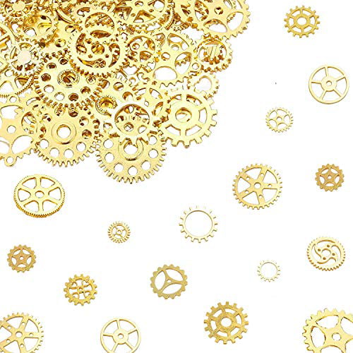 300 Gram Assorted Antique Steampunk Gears Charm Pendant Clock for Resin Crafting 