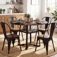 thumbnail image 2 of Gymax Round Dining Table for 4-6 47.5'' Dining Room Table w/Storage Shelf & Metal Legs Rustic Brown & Black, 2 of 10