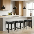 thumbnail image 5 of GlasFlength Counter Height Bar Stools Set of 2, Modern Nail-Head Design Leather Barstools for Kitchen Island, Kitchenstools w/ Thick Saddle Seats, Easy Assembly, Black, 5 of 5