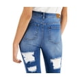 thumbnail image 2 of Dollhouse Destructed High-Rise Raw-Hem Skinny Jeans, Blue/5, 2 of 6