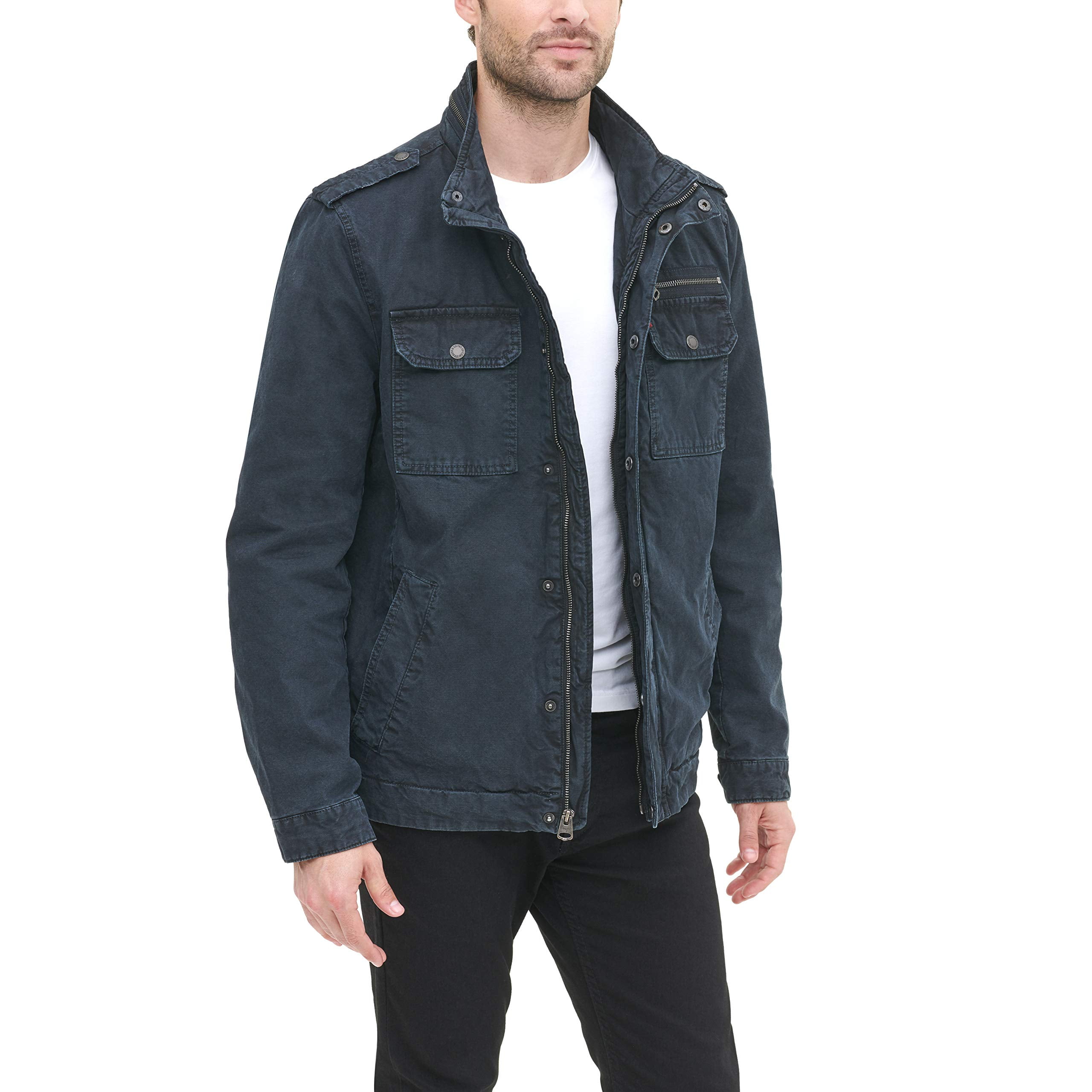 Levi's Men's Big & Tall Washed Cotton Military Jacket, Navy, X-Large Tall -  