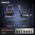 thumbnail image 3 of RESPAWN 3085 Ergonomic Gaming Chair for Adults, High Back Office Chair with Headrest and Flip Up Arms, Leather Racing Style Gaming Seat with Lumbar Support, Video Game Computer Desk Seat - Purple, 3 of 7