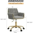 thumbnail image 3 of Velvet Home Office Chair, Modern Height Adjustable Cute Vanity Chair, 360° Swivel Makeup Chair Desk Chair with Golden Base and Hand Woven Backrest for for Bedroom/Study/Vanity(Light Gray), 3 of 18