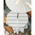 thumbnail image 3 of Outdoor Tablecloth with Umbrella Hole, Turquoise Striped Spillproof Waterproof Outdoor Table Cover, Farmhouse Pinstripes Geometric Color Patio Tablecloths for Party/Garden/Picnic, Round 54 inch, 3 of 9