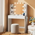 thumbnail image 5 of White Small Vanity Desk with Lighted Mirror and Power Outlet, NEORIVER 31.5" Makeup Table with 2 Drawers & 6 Storage Shelves, Women Girls Vanity for Small Space, Easy Assembly, 5 of 8