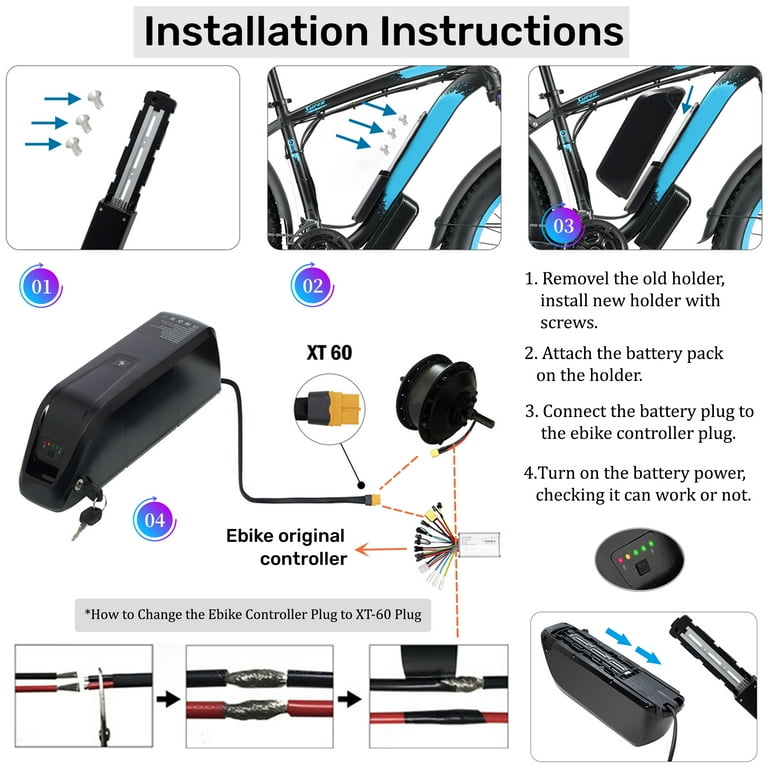 48V 20AH Ebike Bicycle Battery with Charger, Lithium Battery for