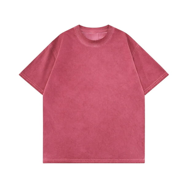 pstuiky Camisas casuales de manga corta para hombre, Camisas casuales vintage de color liso con cuello redondo y manga corta para hombre camisas casuales para hombre xl