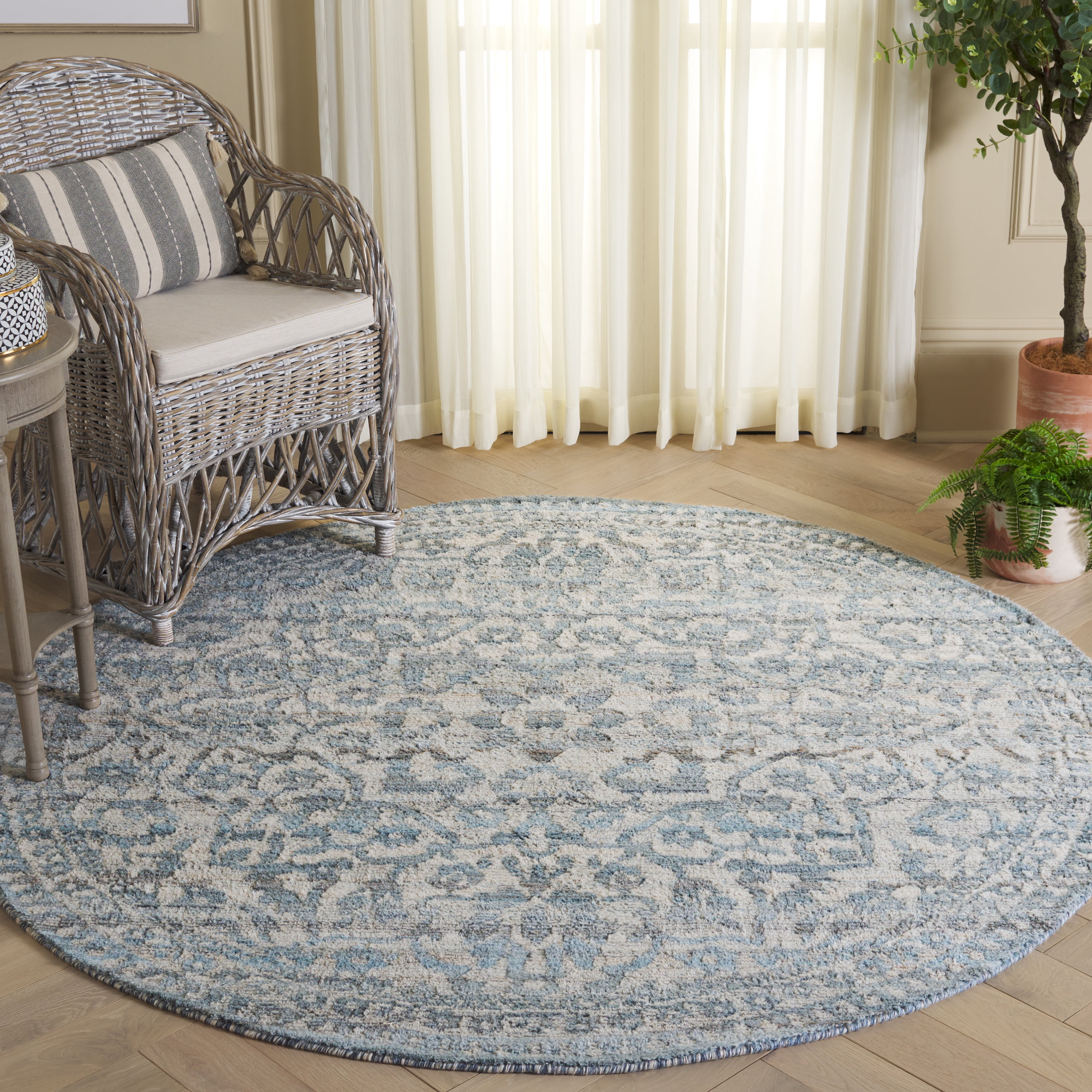 SAFAVIEH Marquee Patrice Medallion Area Rug, Blue/Grey, 6' x 6' Round