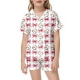 thumbnail image 2 of Pajamas for Girls Halloween Classic Satin Pajama Set with Pumpkin Bow Print Kids Baby Girls Short Sleeve Top with Shorts Causal Loungwear Pajamas for Kids White 10 Years-11 Years, 2 of 3