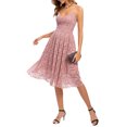 thumbnail image 3 of Genuiskids Women's Vintage A-Line Dress Sexy Lace Floral Spaghetti Straps Midi Dress Sling Sleeveless V-Neck Knee-Length Elegant Formal Cocktail Party Dresses, 3 of 7