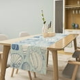 thumbnail image 2 of Seashell Table Runner, Vintage Blue Coastal Corals Sea Beach Sealife Theme Dinner Runner for Home Kitchen Dining Table Decoration 13"x70", 2 of 6