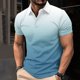 thumbnail image 2 of Camisetas de Manga Corta de los Hombres Casual Gradiente Solapa Botón Arriba Camiseta, Top Ligero para el Hogar, Uso Diario Y Cómodo, 2 of 5