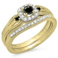 thumbnail image 1 of Dazzlingrock Collection 0.50 Carat (ctw) 10K White & Black Diamond Halo Bridal Engagement Ring Set 1/2 CT, Yellow Gold, Size 6, 1 of 1