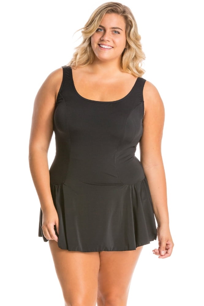 Sporti - SPORTI Women's Plus Size Swim Dress, Black, Sz 20W - Walmart.com - Walmart.com