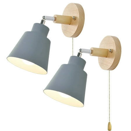 

Vintage Industrial Wooden Wall Sconces Ceiling Lights Fixtures with Pull Switch E27 Metal Adjustable Retro Indoor Wall Lamp for Bedroom Bathroom Cafe(2 Pack) Depato