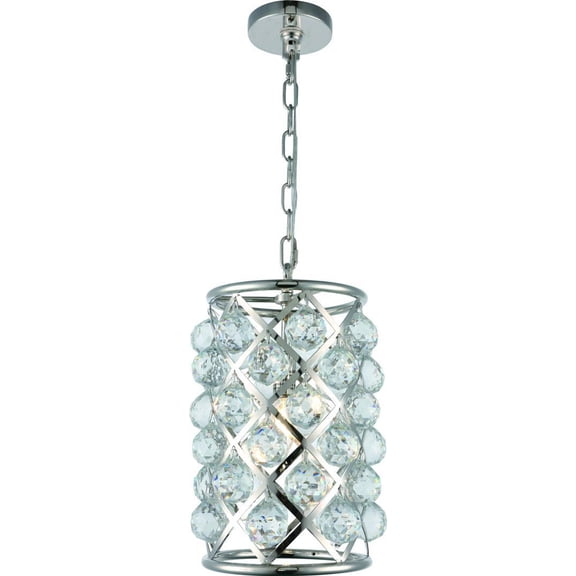Polished Nickel Crystal Pendant Light-Elegant Madison Piece