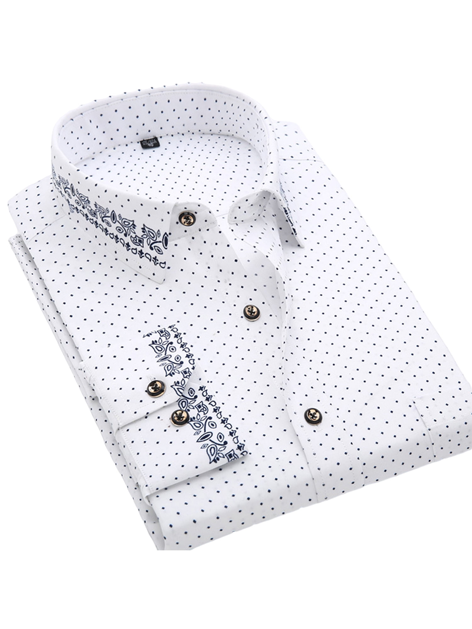 Frontwork Men Print Dress Shirts Classic Long Sleeve Basic Button Down