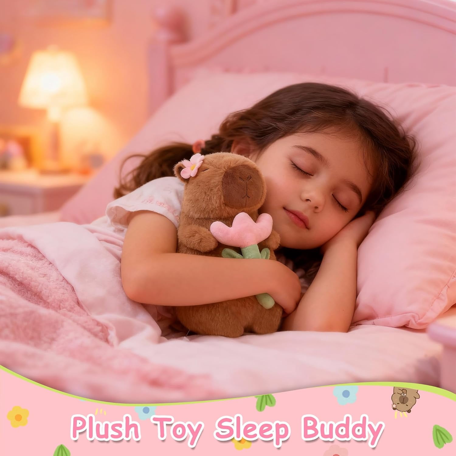 Flower Capybara Plush, Cute Capibara Plushies Toy, Kawaii Soft Stuffed Animals Capybara,Stuffed Cute Pillow Toys Gifts for Birthday Party Favors Girls for Girls Kids Adults (9in)