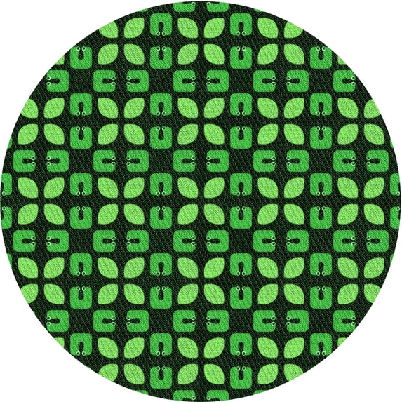 Ahgly Company Indoor Round Patterned Lime Green Area Rugs, 6' Round