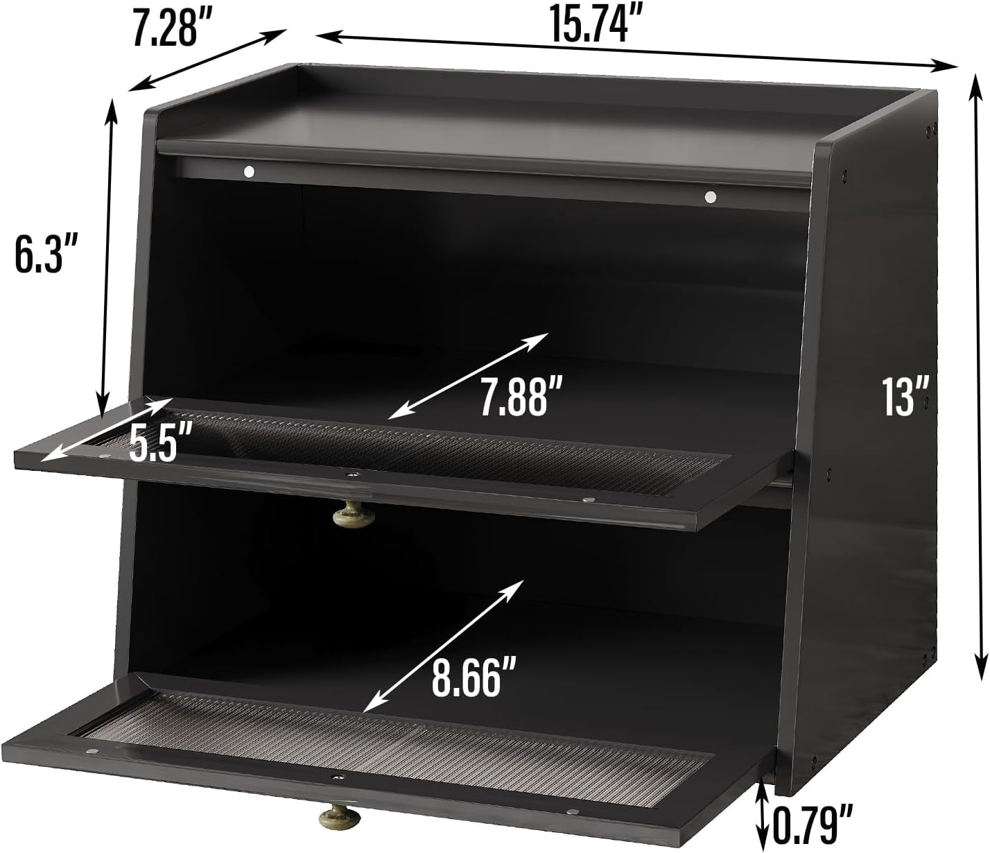 BALANBO Double Layer Large Bamboo Bread Box for Kitchen Counter, Wooden Large Capacity Bread Storage Bin with Window Bread Holder (Black)