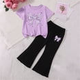thumbnail image 4 of Cethrio Girls Summer Outfit Sets Short Sleeve, Short Sleeve 2 Piece Printed Kids' Clothing Sets Purple Size 6-7 T, 4 of 4