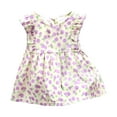 thumbnail image 2 of NAISIBABY Girls New Ruffled Sleeve Dress, Kids Crew Neck Cute Printed Sweet Tank Dress Purple 6T, 2 of 5
