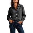 thumbnail image 5 of Button Down Shirts for Women Cotton Oxford Shirts Long Sleeve Dress Shirts Work Casual Solid Tunic Tops Collared Blouse Linen Tops, 5 of 6