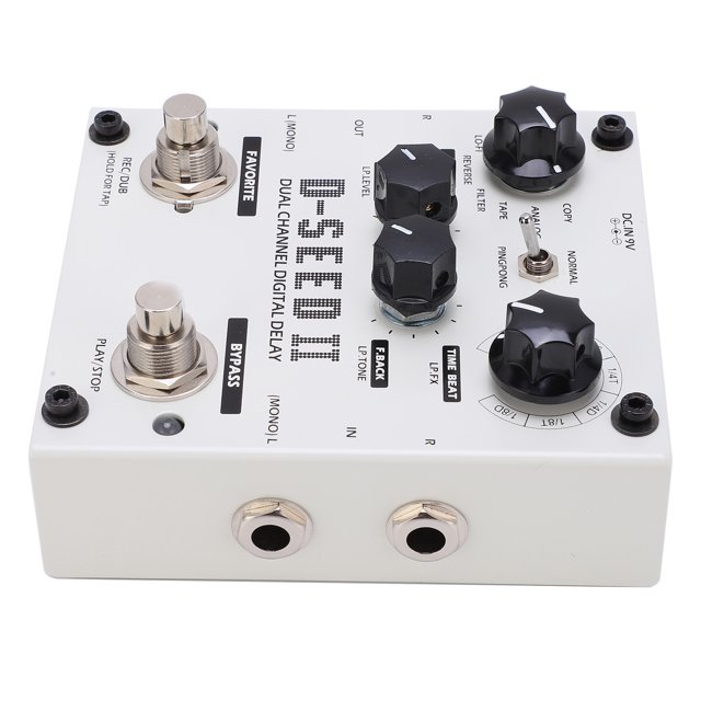 Delay Effect, Stereo Delays Stompbox 6.35mm Mono Input Output LED Light Diplay for Electric Guitars Tuning