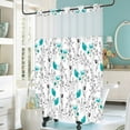 thumbnail image 3 of Ikfashoni Hookless Shower Curtain with Snap in Liner, Teal Floral Waterproof No Hook Mesh Window Bath Curtain, 71"X74", 3 of 8