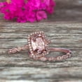 thumbnail image 6 of 2.55 Carat Bridal Set 7mm Cushion Cut Morganite Engagement Ring Set On 10k Rose Gold Art Deco Style Anniversary Gift, 6 of 6