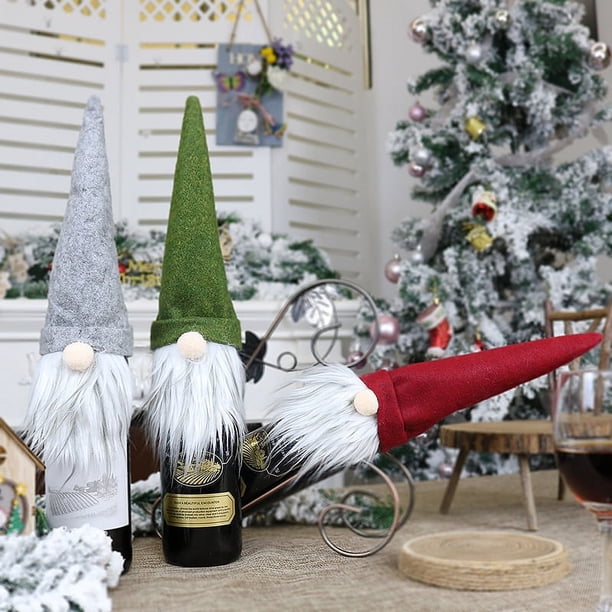 Funda decorativa navideña para botella de vino, bolsas, decoración navideña para el hogar, adornos navideños, regalo de Navidad, Año Nuevo 2022, 2023