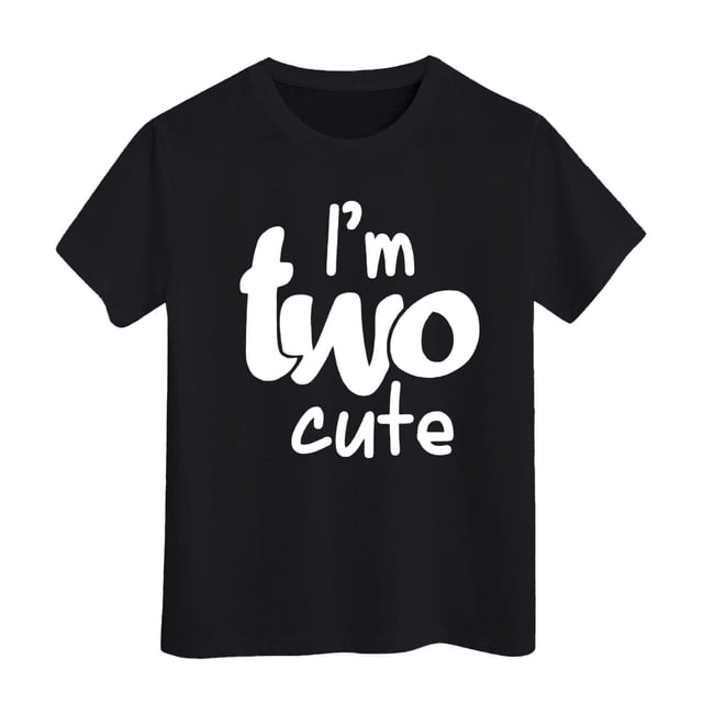 MEZZALL T-Shirt à Manches Courtes pour Fille d'Anniversaire, Col Rond, Coupe Décontractée, Noir, 4-5 Ans