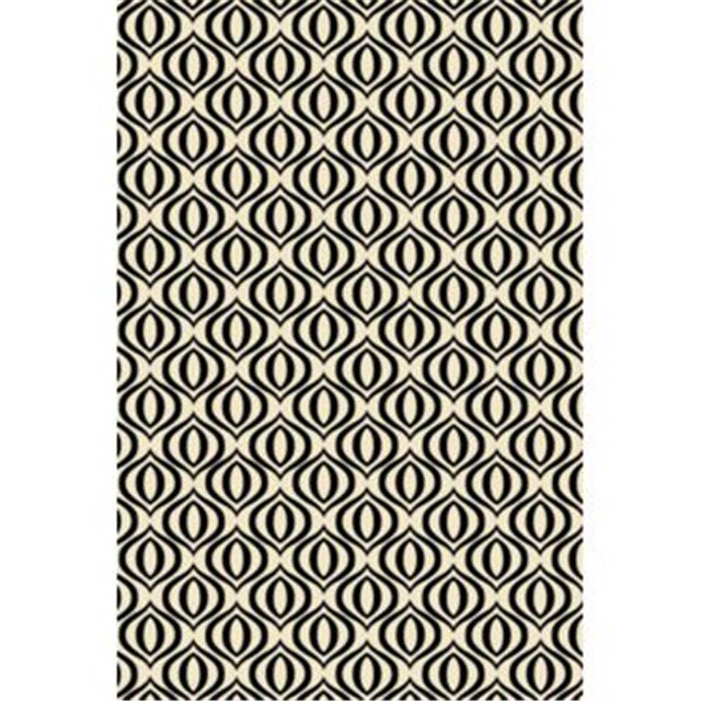 Aspen Brands RUG3BLK23 Tapis 2 x 3 Pi. Design Européen - Noir & Blanc