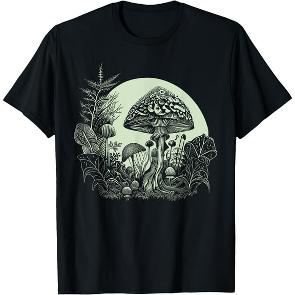 Cottagecore Moon Mushrooms Plants and Trees Unisex T-Shirt for Men Women Kids Toddler