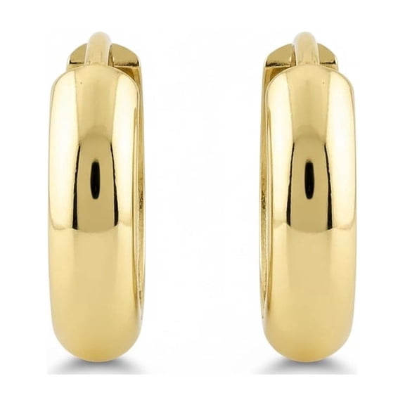Vinali 14K Solid Gold Small Polished Wide Huggie Hoop Earrings ( x 4mm)