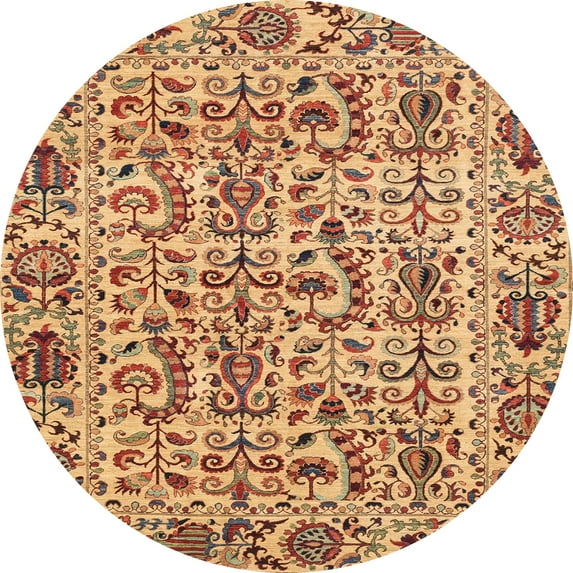 Ahgly Company Indoor Round Abstract Chestnut Red Abstract Area Rugs, 7' Round
