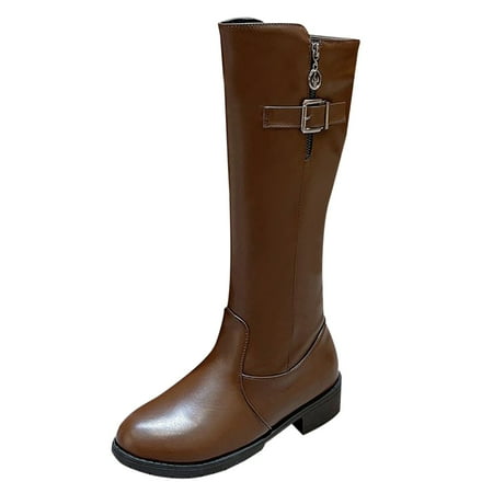 

NECHOLOGY Womens Leather Boots Wide Calf Knee High Women Mid Calf Boots Autumn And Women Boots Wide Calf And Wide Width Brown 8