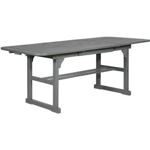 Walker Edison Transitional Extendable Patio Dining Table in Gray Wash