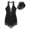 thumbnail image 3 of Zaldita Tassel Leotard for Women Sleeveless V Neck Fringe Bodysuit Latin Jazz Performance Costume Black M, 3 of 7