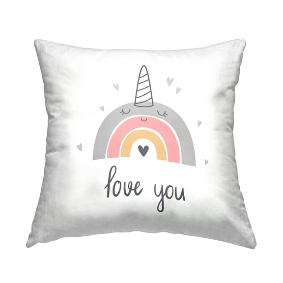 Stupell Industries Love You Unicorn Rainbow Square Decorative Printed Throw Pillow, 18 x 18