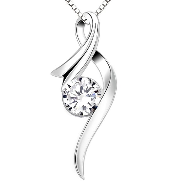 ALOV Jewelry Sterling Silver "Forever Love" Cubic Zirconia Pendant Necklace