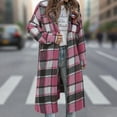 thumbnail image 5 of Miqool Womens Plaid Shacket Jacket Long Corduroy Shirt Casual Lapel Button Down Flannel Trench Coats, 5 of 5