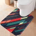 thumbnail image 2 of Yayeee Bath Rug for Bathroom Floor Non Slip Rectangle Fluffy Soft Absorbent Mat, 16"x24", Orange Abstract Lines, 2 of 7