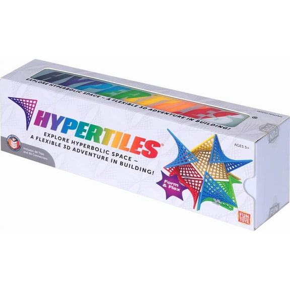 HyperTiles Hyperbolic Building Toy - 3" x 3" STEM Educational 3-Dimensional Adventure: 48 Tiles & 80 Connectors for Logic & Creativity - Infinite Shapes that Flex and Hinge - by Fun In Motion Toys