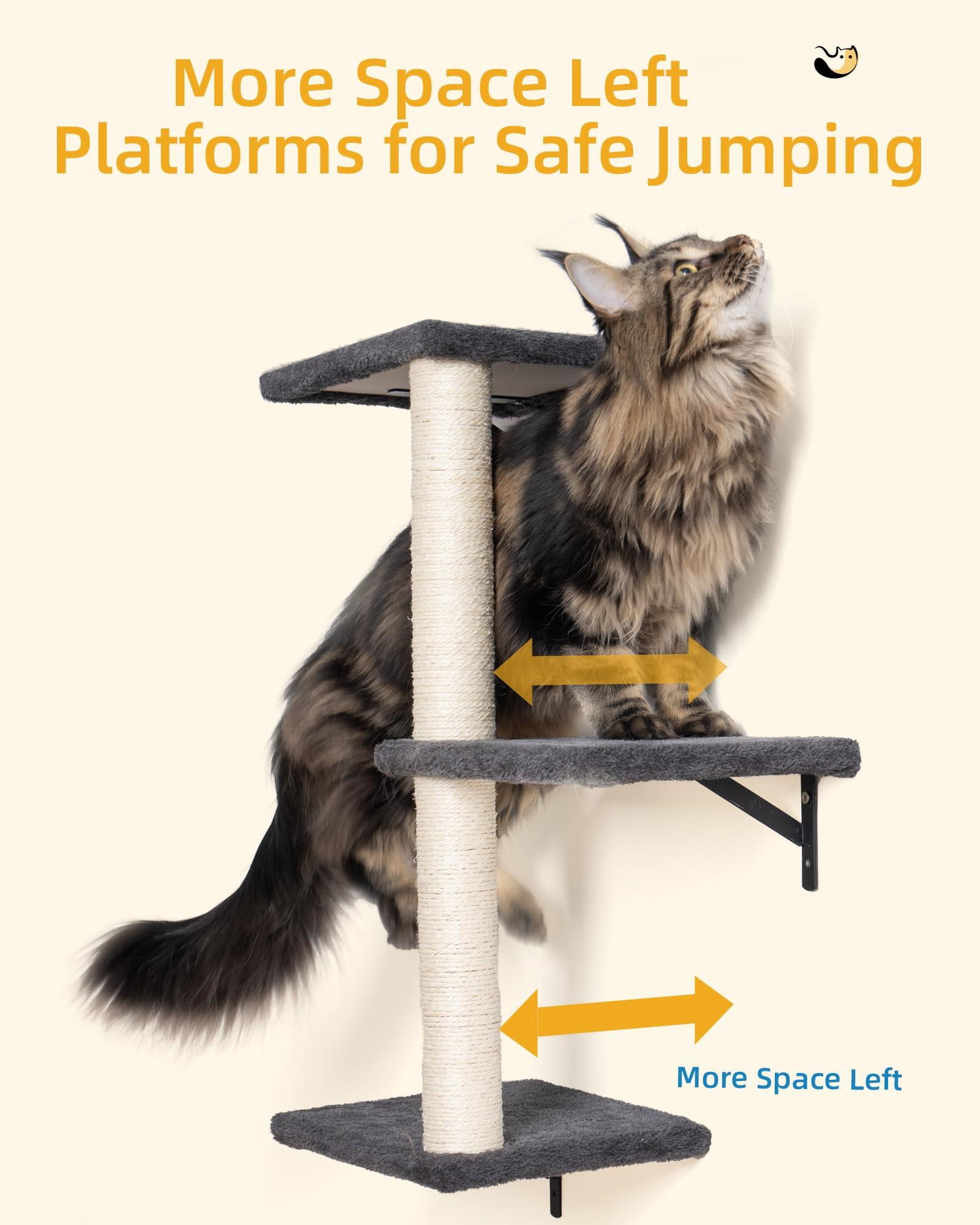 Wall-Mounted Cat Climbing Set 5-in-1 Perch and Hammock for Indoor Adult Cats