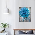 thumbnail image 3 of Nawypu  Abstract Flowers Wall Art Teal Flower Canvas Pictures Rustic Blossom Canvas Painting for Bedroom Bathroom Wall Decor Modern Teal Grey Canvas Prints Contemporary Botanical Wall Art, 3 of 4