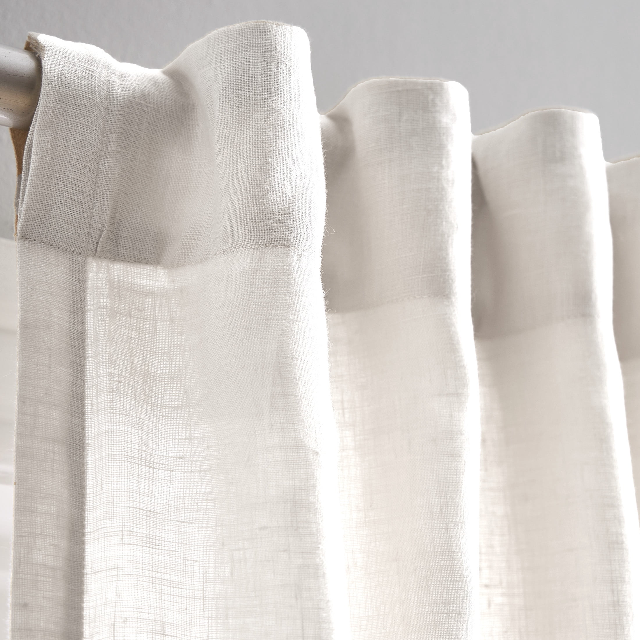 Peri Home 100% Linen 95" Backtab, Lined Linen , Curtain Panel Pair, White, Adult